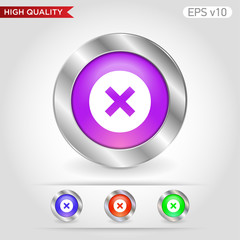 Obraz premium Colored icon or button of cross or delete symbol with background