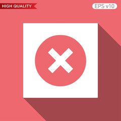 Obraz premium Colored icon or button of cross or delete symbol with background