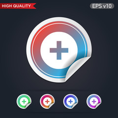 Obraz premium Colored icon or button of plus symbol with background