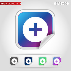 Fototapeta premium Colored icon or button of plus symbol with background