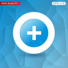 Colored icon or button of plus symbol with background