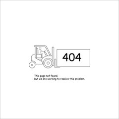 Error 404. Website template. This page not found. Forklift carries a box labeled 404. Minimalistic design
