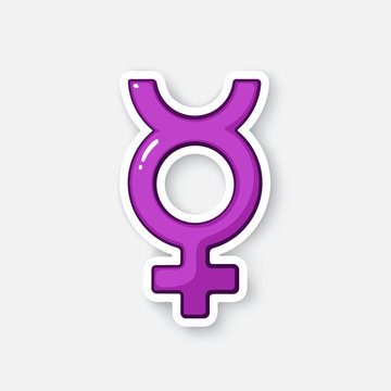 Cartoon sticker with transgender Mercury symbol