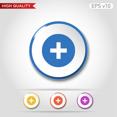 Obraz premium Colored icon or button of plus symbol with background