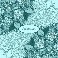 Green Vintage ethnic vector ornament card with mandala background  in pastel  color