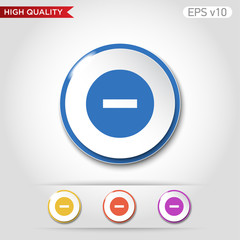 Colored icon or button of minus symbol with background