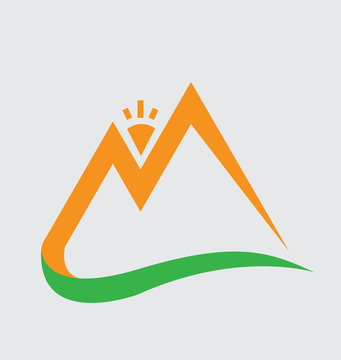 M Letter, Mountains and Sun Fresh Logo 
