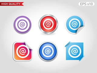 Colored icon or button of commercial at symbol with background