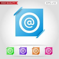 Colored icon or button of commercial at symbol with background