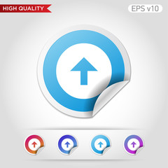Colored icon or button of up arrow symbol with background