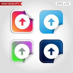 Colored icon or button of up arrow symbol with background