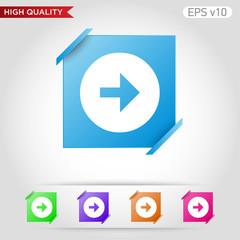Colored icon or button of right arrow symbol with background