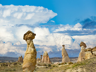 Rocks looks like mushrooms in Cappadocia, Turkey