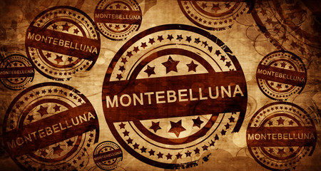 Montebelluna, vintage stamp on paper background