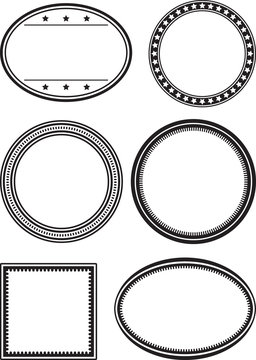 Set of 6 solid black templates for rubber stamps