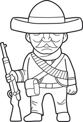 Mexican cartoon soldier with a rifle in his hand