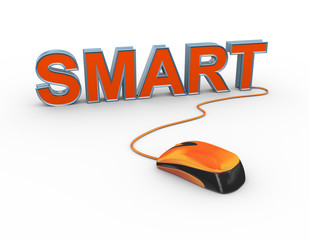 3d mouse attached to word text smart