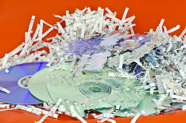 shredded storage discs and  paper sheets