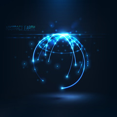 Abstract  sphere shape of  glowing circles and particles 