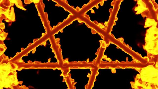 4K Pentagram on Fire Magic Symbol 3D Animation