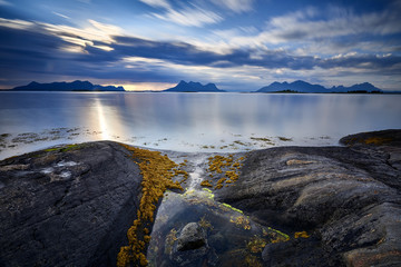 Beautiful landscape of Norway, island Vagsoy, Scandinavia,