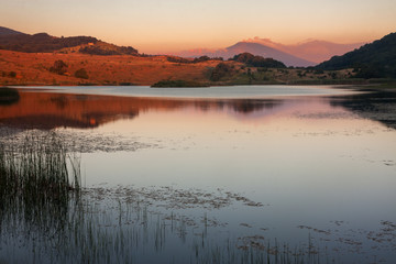 Mount Etna at sunset.