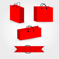Red paper shopping bags, different positions - 134771046