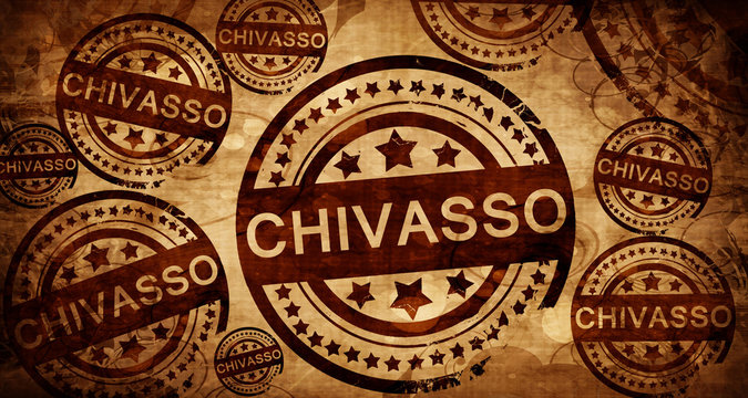 Chivasso, vintage stamp on paper background