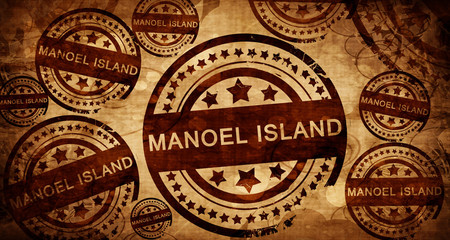 Manoel island, vintage stamp on paper background
