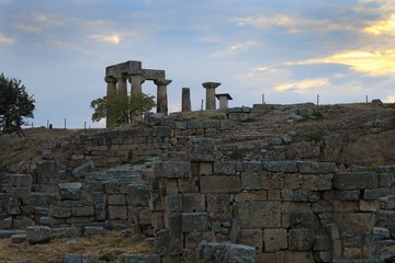 Ruins of Apollo temple in Corinth, Greece