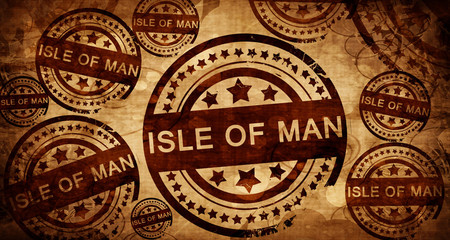 Isle of man, vintage stamp on paper background