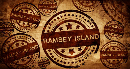 Ramsey island, vintage stamp on paper background