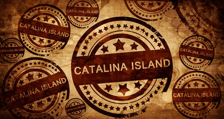 Catalina island, vintage stamp on paper background