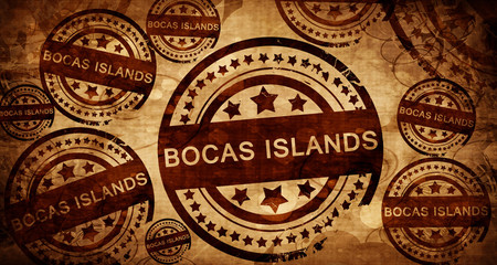 Bocas islands, vintage stamp on paper background