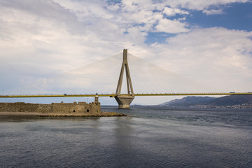 Obraz premium Cable-stayed suspension bridge crossing Corinth Gulf strait, Greece