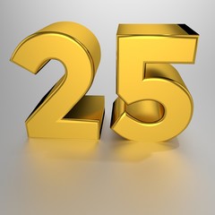 3D numbers, with gold metal effect on white background - 134774062