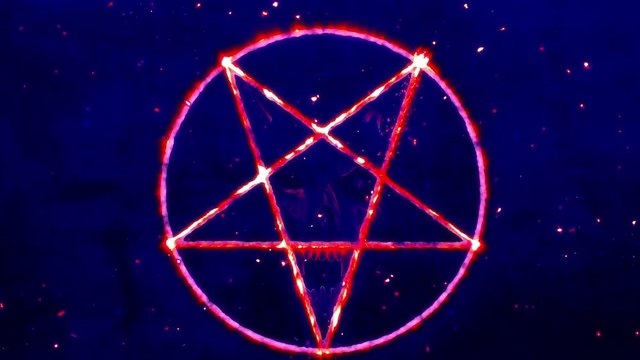 4K Pentagram Symbol with Revealing Satan Face Animation