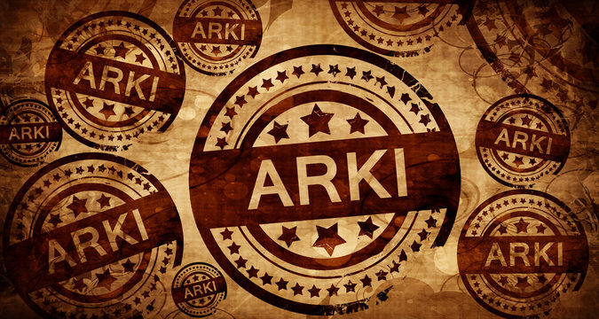 Arki, vintage stamp on paper background
