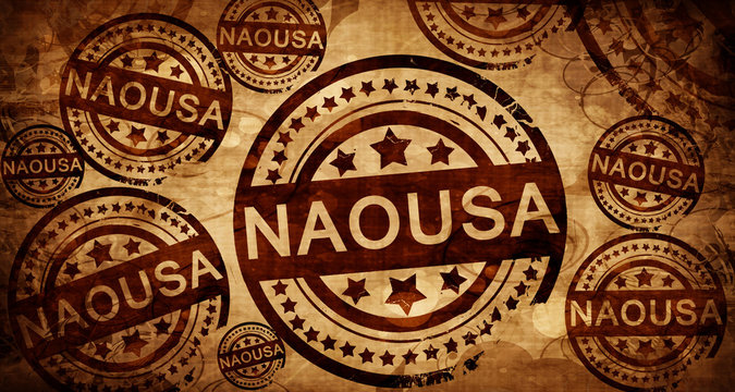 Naousa, vintage stamp on paper background
