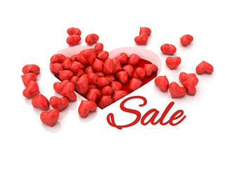 a lot of red hearts on white background Valentine's Day. 3d illustration