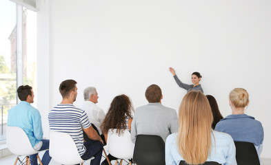 Business training concept. Business people having meeting in conference room