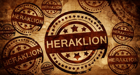 Heraklion, vintage stamp on paper background
