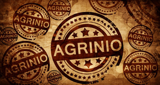 Agrinio, vintage stamp on paper background