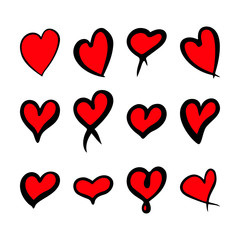 Red hearts set, Valentine day love adult xxl vintage wedding  invitation design