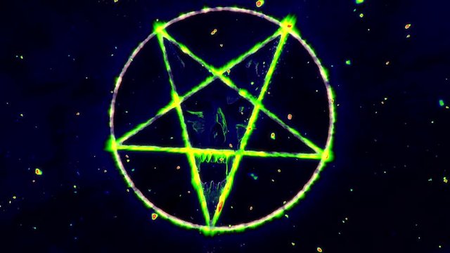 Pentagram Symbol with Revealing Satan Face