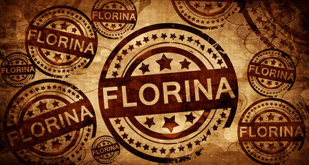 Florina, vintage stamp on paper background