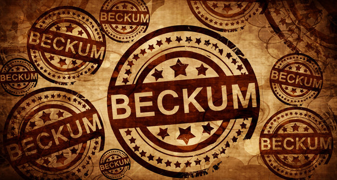 Beckum, vintage stamp on paper background