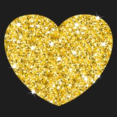 gold heart on black