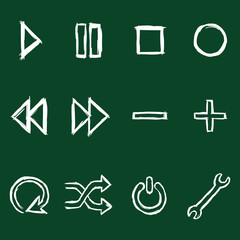 Vector Set of Chalk Audio Player Buttons