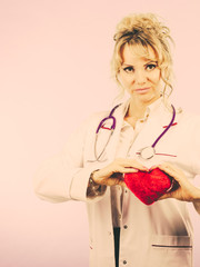 Female doctor with heart.